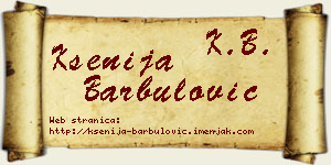 Ksenija Barbulović vizit kartica